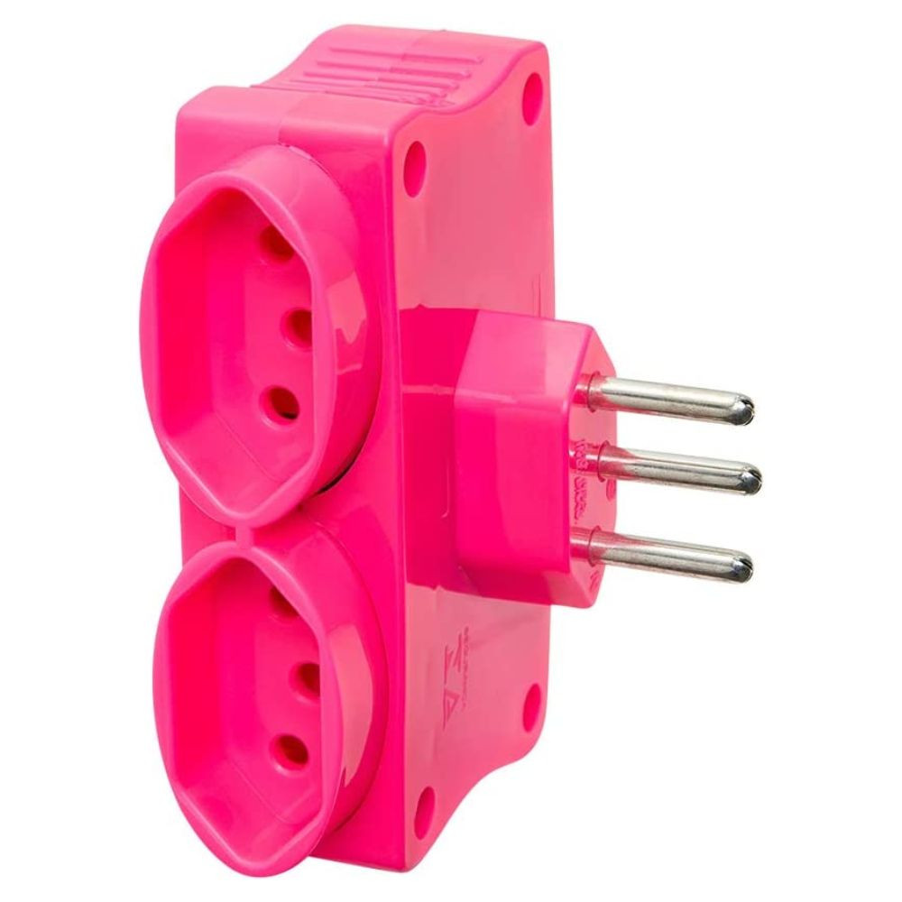 Plug Carregador Mult com 2 USB + 2 Tomadas Rosa DANEVA