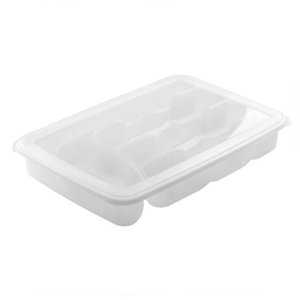 Porta Talher com Tampa 34x24cm Branco Sanremo