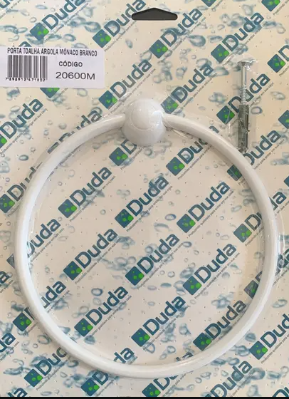 Porta toalha duda monaco argola branco 