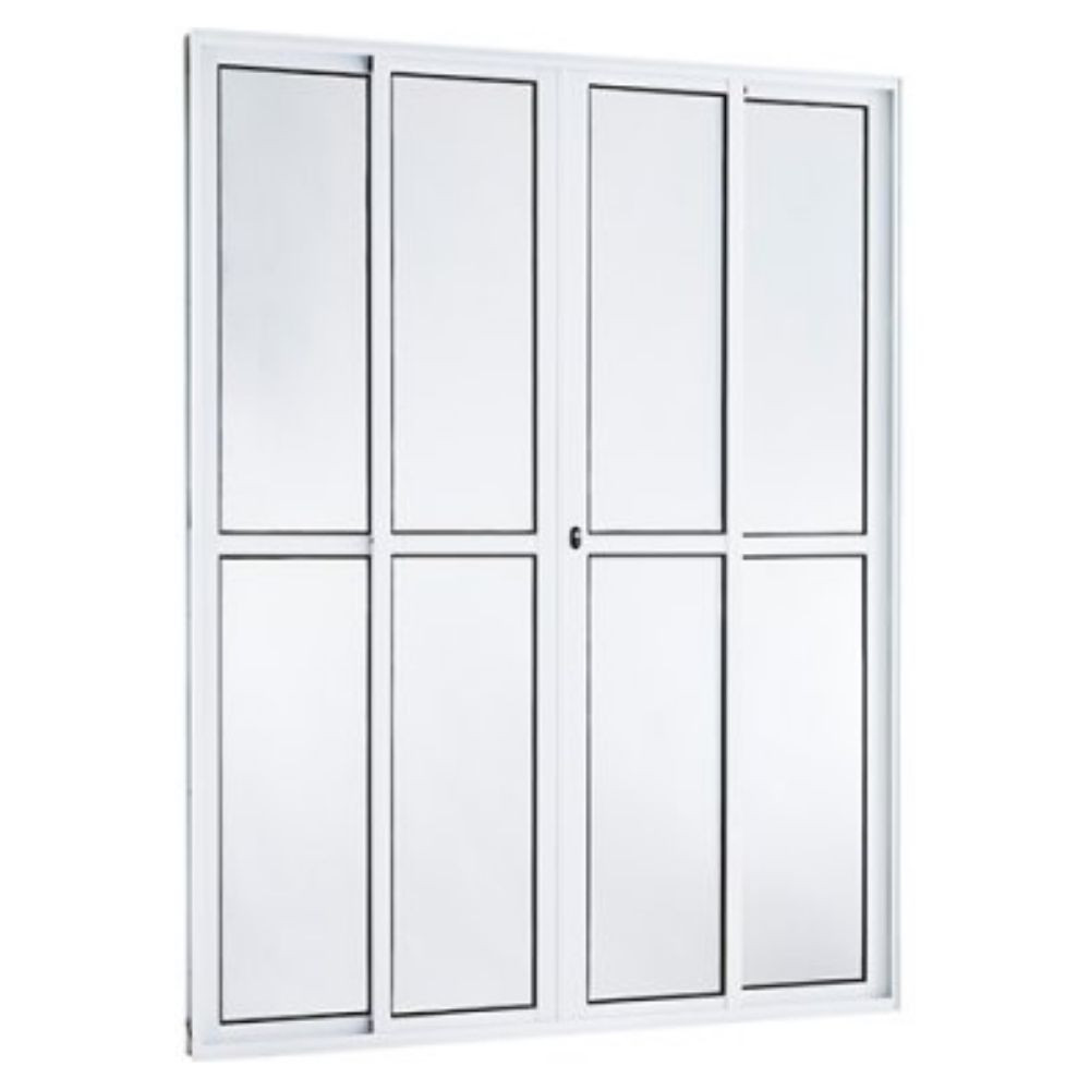 Porta Balcão 210X200 4 Folhas Vidro Liso Branca TopMix