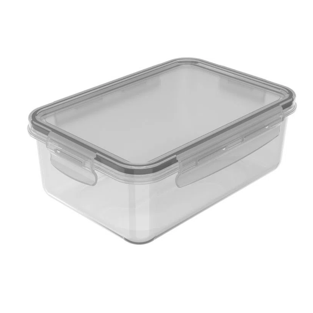Pote Organizador De Geladeira Click Retangular 1280 ml Chumbo OU