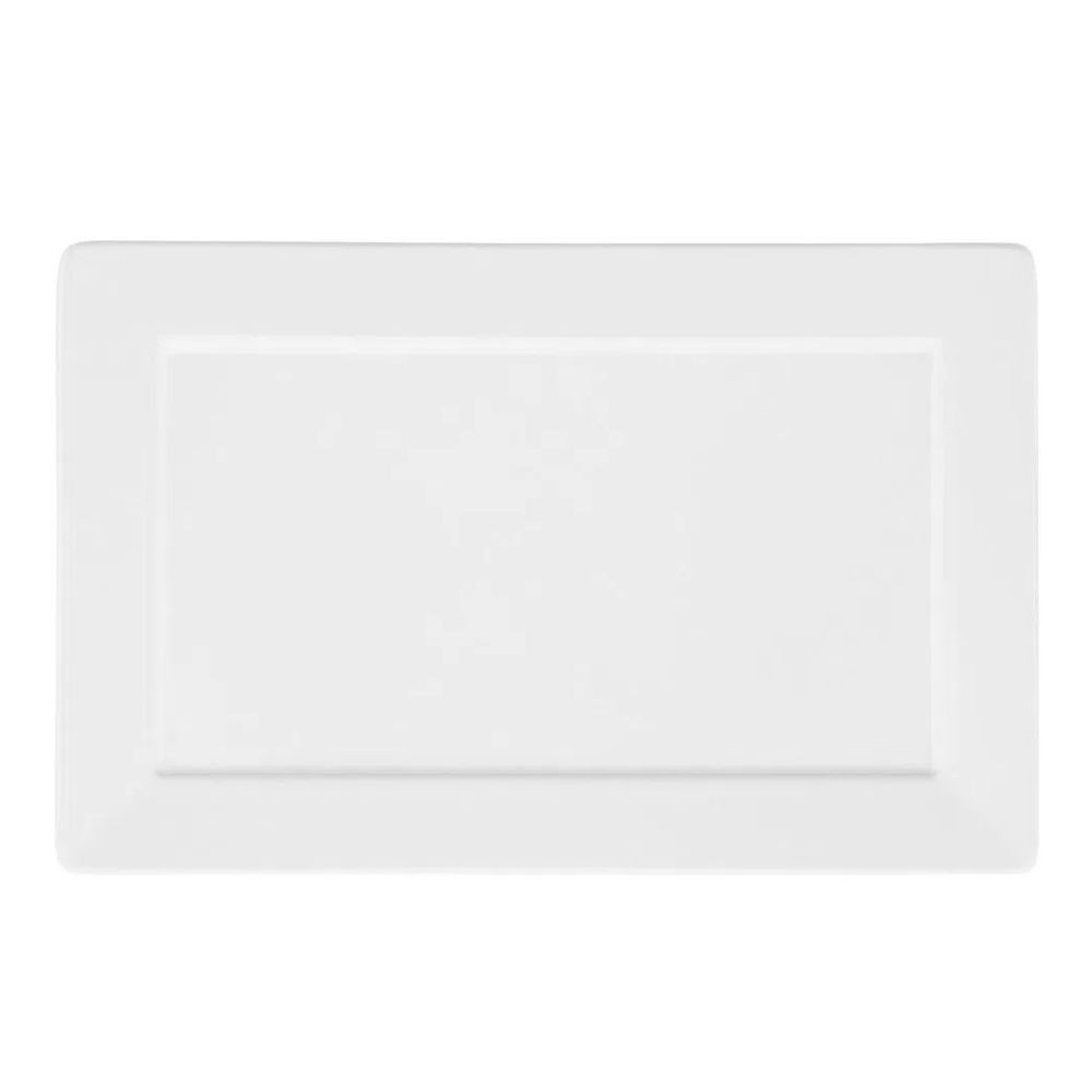 Prato Sobremesa Plateau Branco Retangular 24,5x16 cm Oxford
