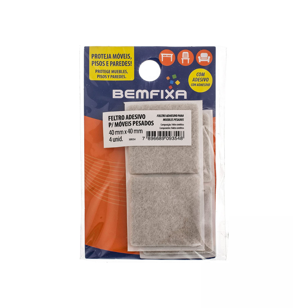Protetor com Adesivo para Móveis Pesados Bege 40x40mm Bemfixa