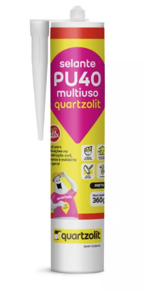 Selante quartzolit multiuso preto PU40 