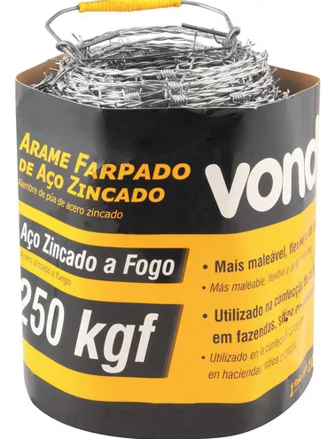 Arame vonder farpado 250 KGF 100metros