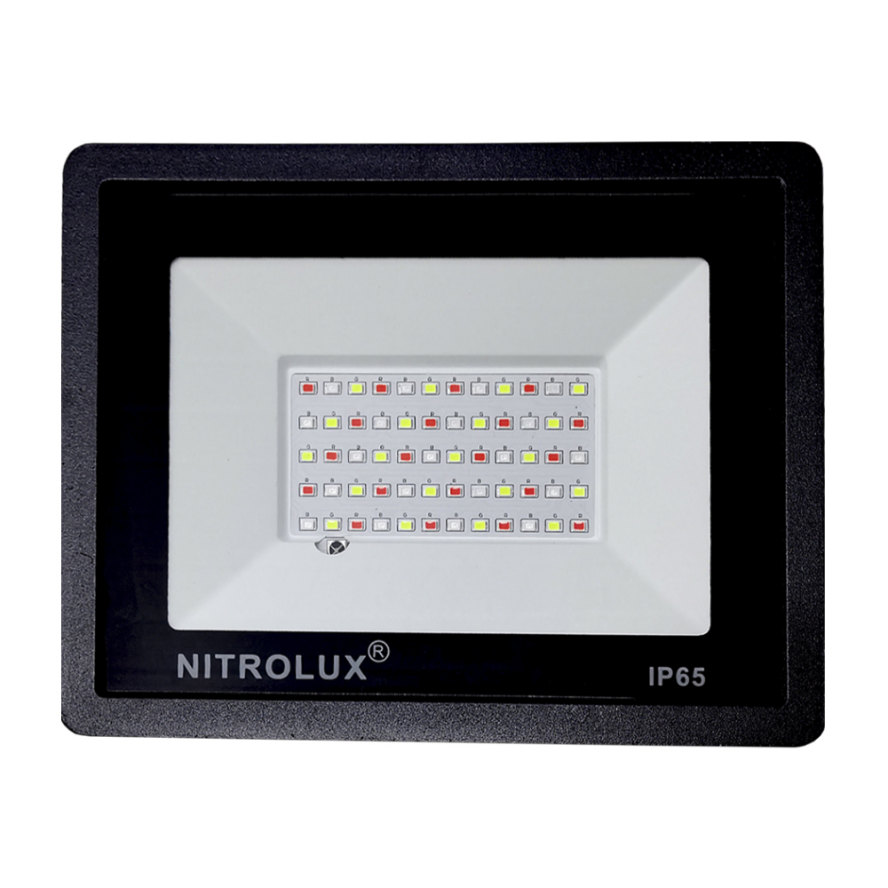 Refletor led 30W RGB com controle preto Nitrolux