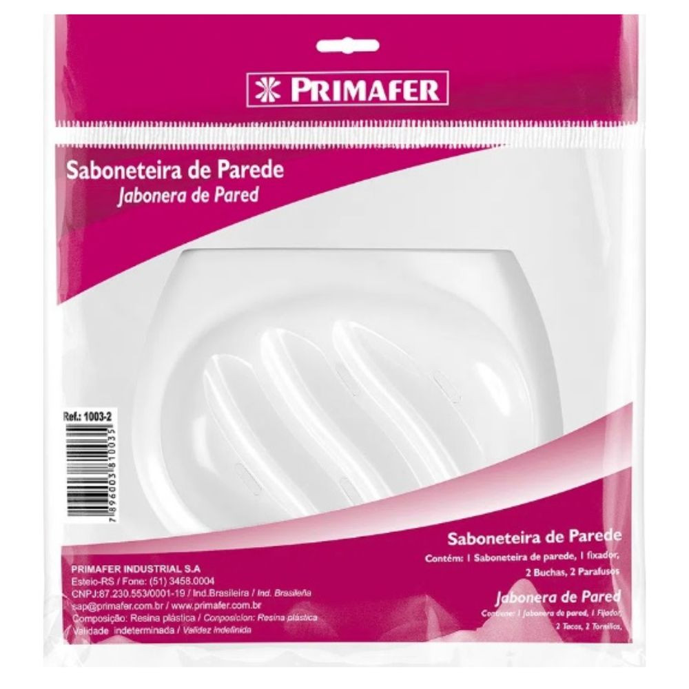 Saboneteira Parede Banho Plástico Branco 1003-2  Primafer 