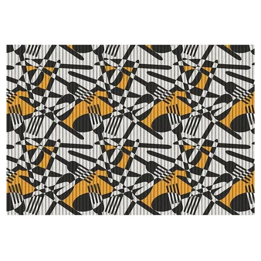 Tapete Antiderrapante Tropical Talheres Abstratos 43cm x 65cm Kapazi