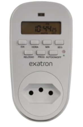 Interruptor exatron temporizador digital + tomada 10A 1SEG/40PRG