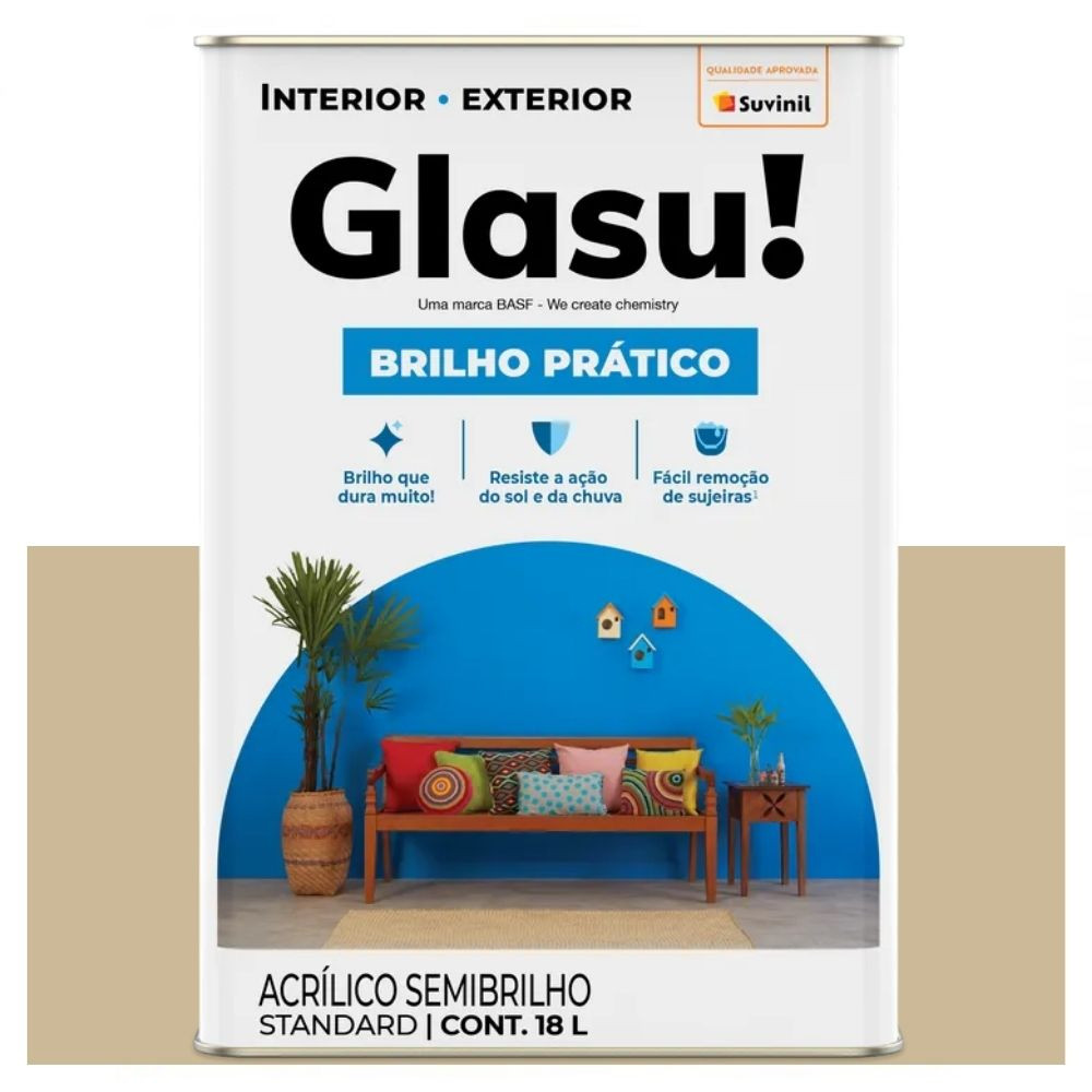 Tinta Brilho Prático Semibrilho Camurça 18 Litros Suvinil Glasu