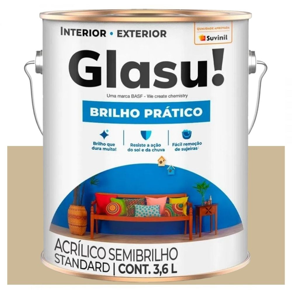 Tinta Brilho Prático Semibrilho Camurça 3,6 Litros Suvinil Glasu