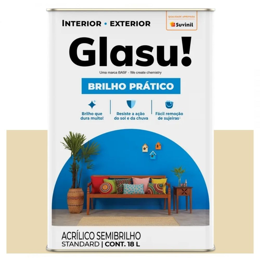 Tinta Brilho Prático Semibrilho Marfim 18 Litros Suvinil Glasu