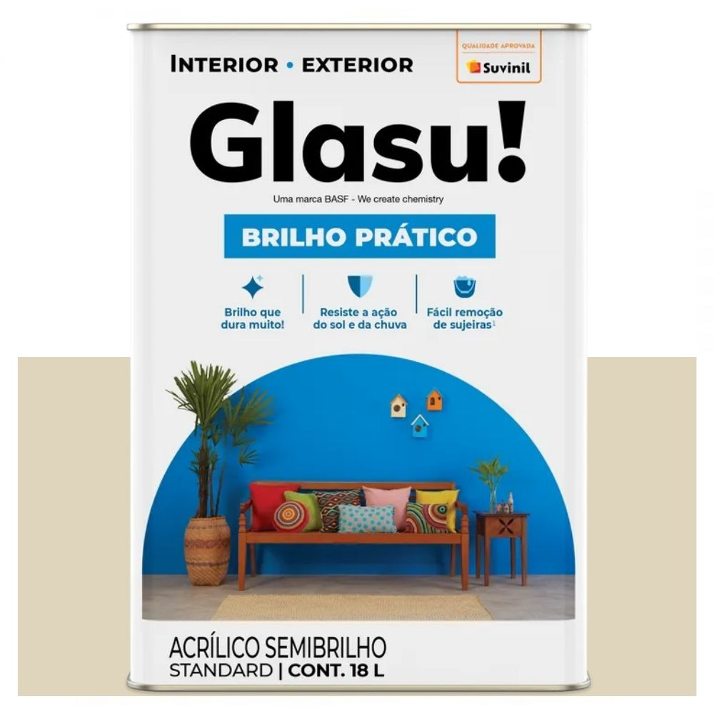 Tinta Brilho Prático Semibrilho Palha 18 Litros Suvinil Glasu