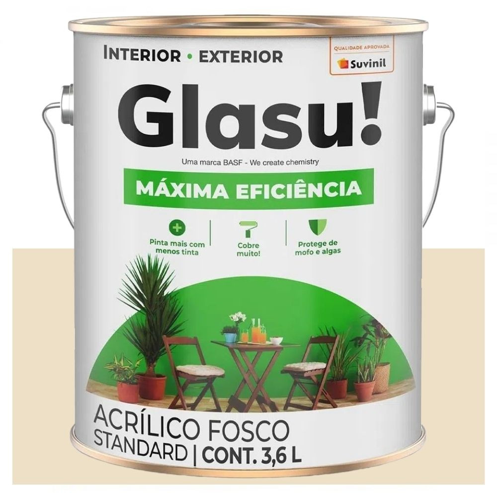 Tinta Máxima Eficiência Fosca Areia 3,6 Litros Suvinil Glasu