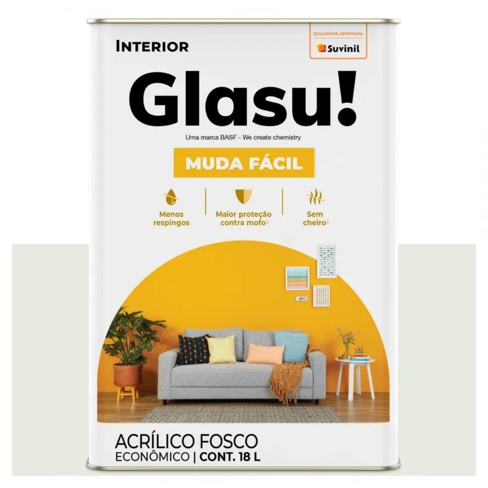 Tinta Econômica Muda Fácil Fosca Branco Gelo 18 Litros Suvinil Glasu