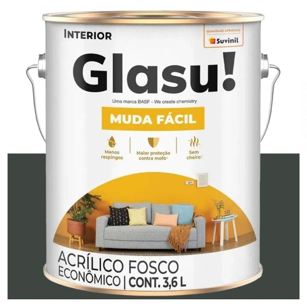 Tinta Econômica Muda Fácil Fosca Terno Cinza 3.6 Litros Suvinil Glasu