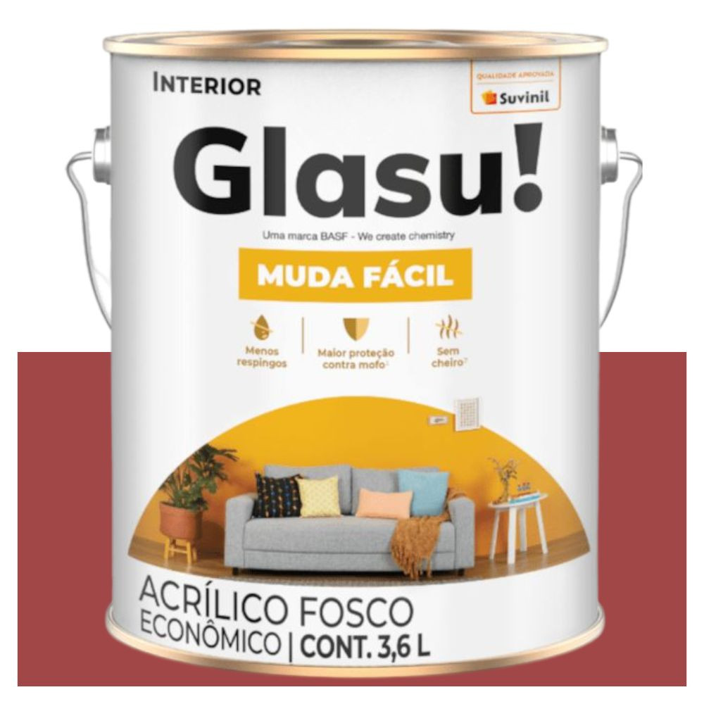 Tinta Econômica Muda Fácil Fosca Urucum 3.6 Litros Suvinil Glasu