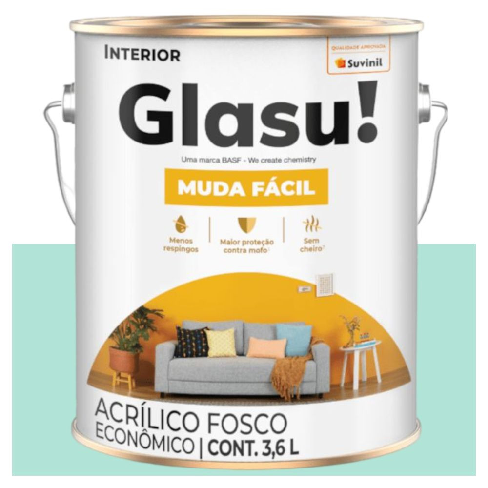 Tinta Econômica Muda Fácil Fosca Verde Piscina 3.6 Litros Suvinil 