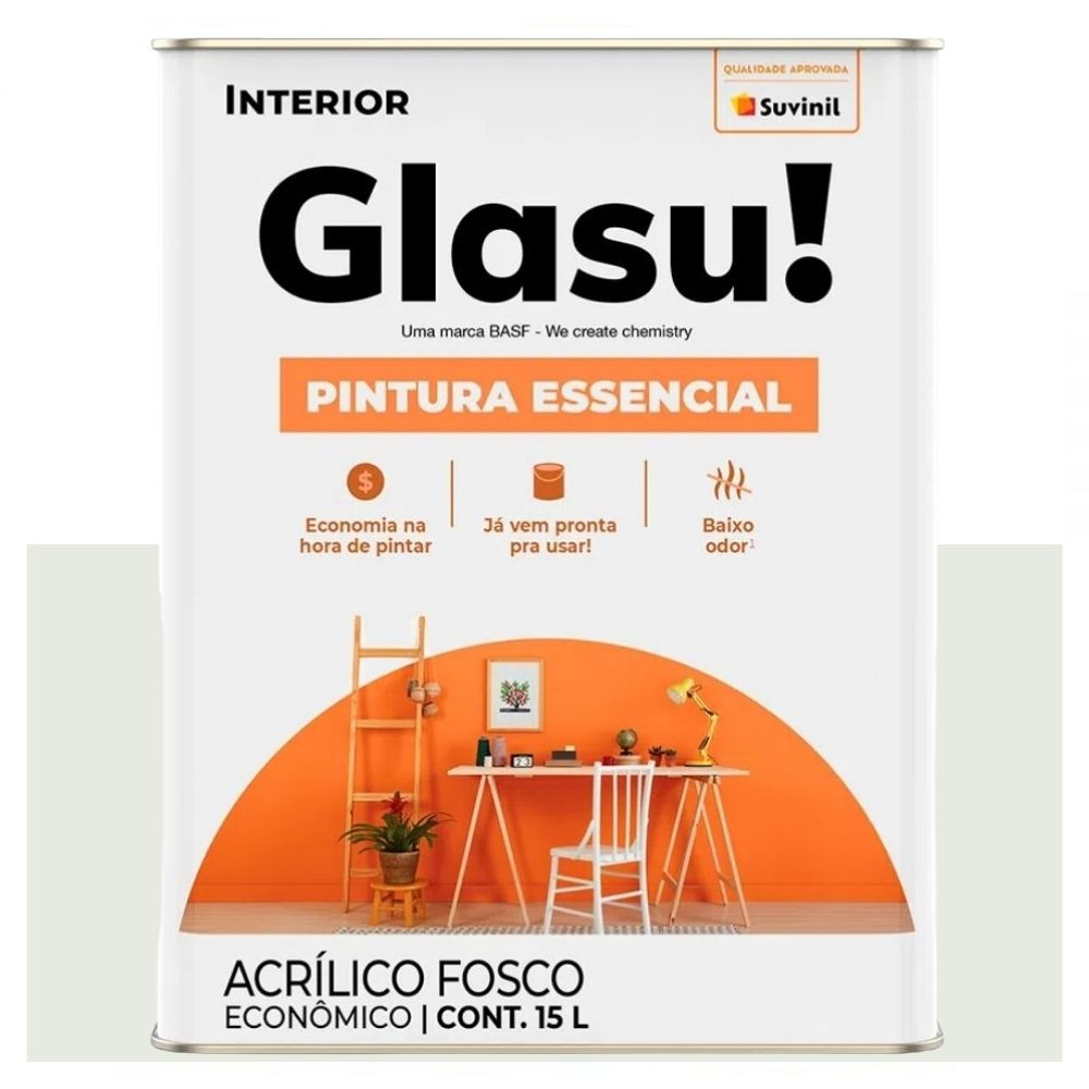 Tinta Econômica Pintura Essencial Fosca Branco Gelo 15 Litros Suvinil Glasu