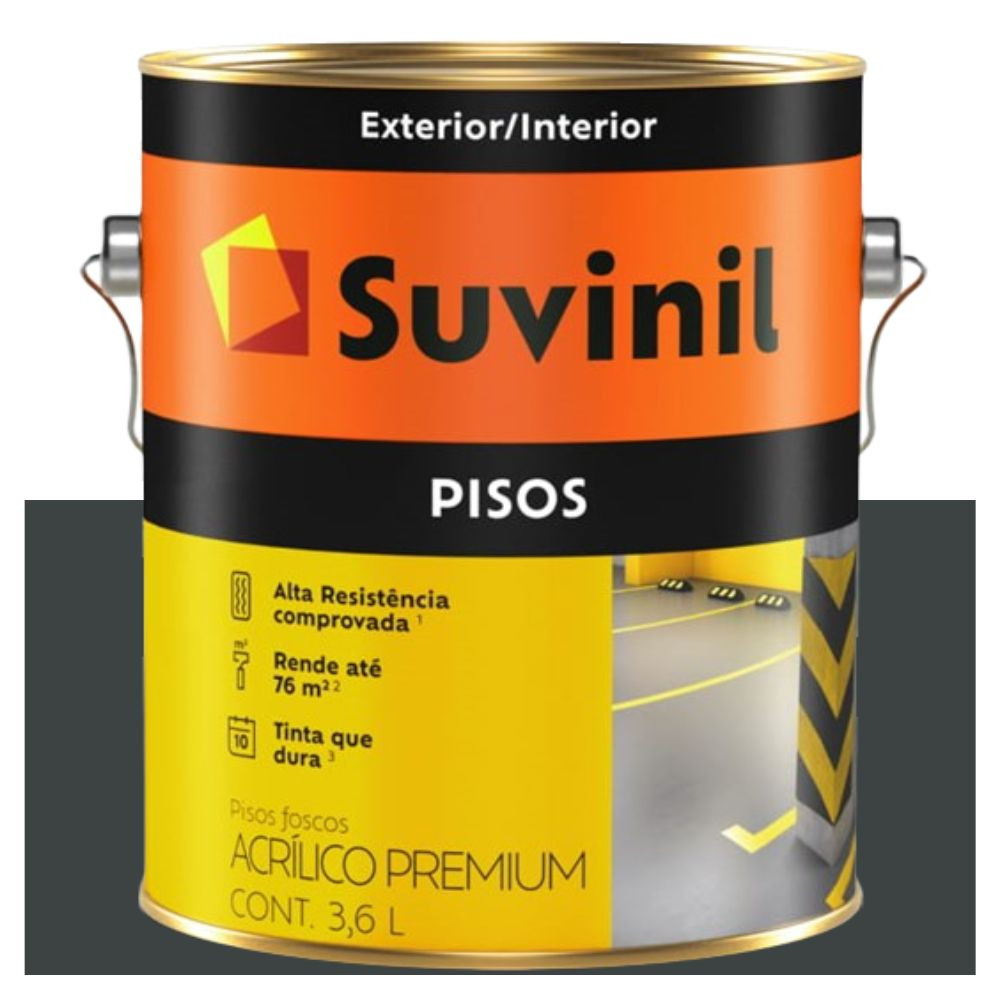 Tinta Acrílica Fosca para Piso Preto 3.6L Suvinil