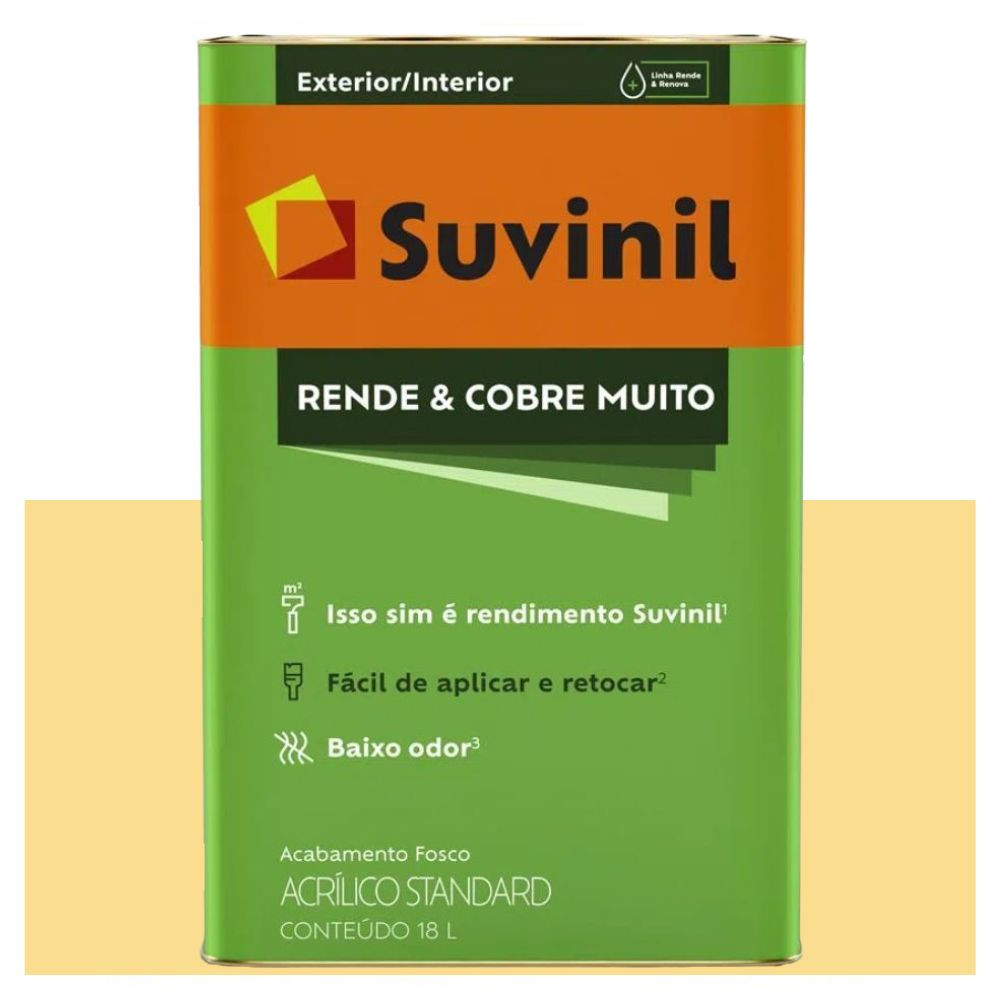 Tinta Rende e Cobre Muito Fosca Amarelo Canário 18L Suvinil