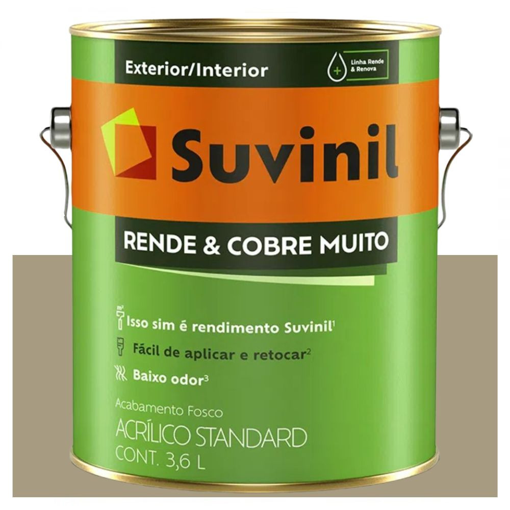 Tinta Rende e Cobre Muito Fosca Concreto 3,6L Suvinil