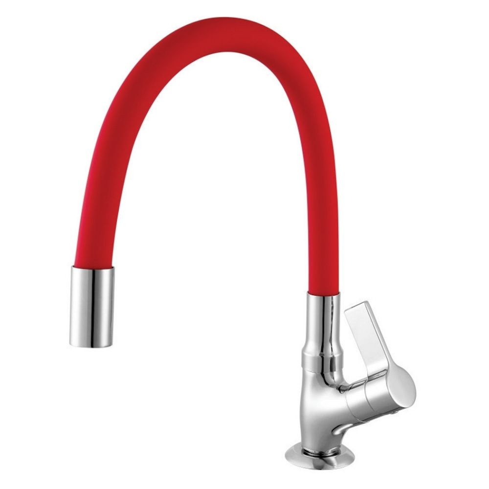 Torneira Cozinha Balcão Bica Movel 1173 C36 Cromado e Vermelho Meber 