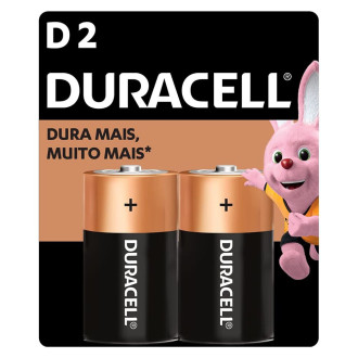 Pilha alcalina grande D cartela com 2 unidades Duracell