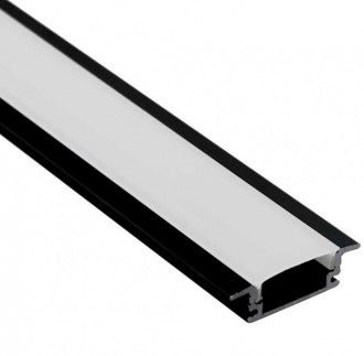 Perfil LLUM Way Embutir de Alumínio 24x7x3000mm Preto