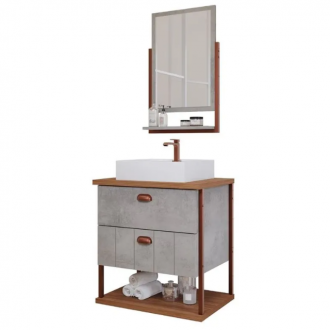 Gabinete MGM Uni Kit 60CM Cimento/Feijó