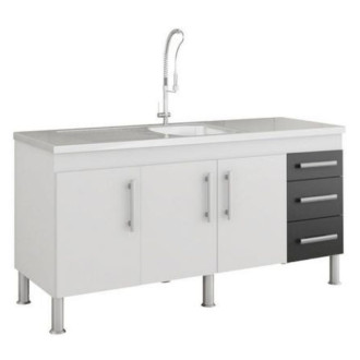 Gabinete Flex Cozinha Para Pia 1.50 Branco/ Preto MGM