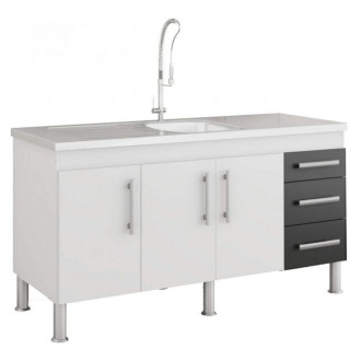 GABINETE DE COZINHA FLEX 1.54M PRETO/BRANCO MGM