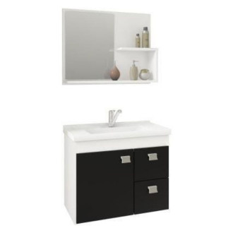 Gabinete Hortência Kit 55Cm Branco/Preto MGM