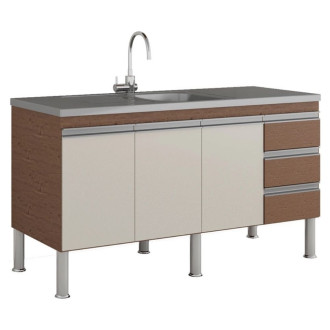 GABINETE DE COZINHA IBIZA 1.44M AMENDOA/BRANCO MGM