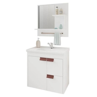 GABINETE BANHEIRO KIT TULIPA 59CM BRANCO MGM