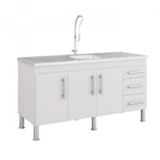 Gabinete Flex Cozinha 1.44m Para Pia 1.50m Branco MGM 