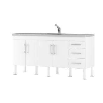 Gabinete Flex Cozinha 1.74m Para Pia 1.80m Branco MGM 