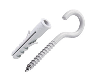 Gancho Branco Com Bucha Com Anel 6MM Com 4 Unidades Bemfixa