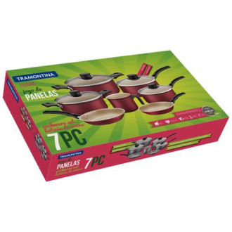 Jogo Panelas Turim com 7 Peças Vermelho Tramontina