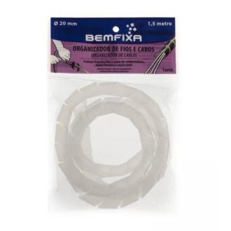 Organizador de Fios e Cabos 20mm Natural 1,5 Metros Bemfixa