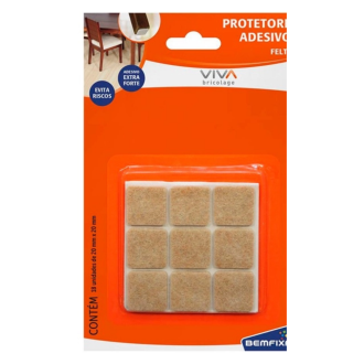 Protetor Adesivo Quadrado de Feltro Marrom 20x20mm Bemfixa