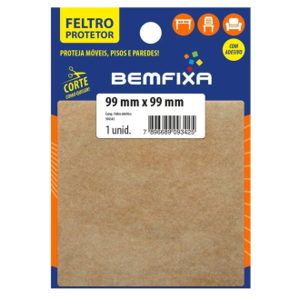 Protetor Adesivo Quadrado de Feltro Marrom 99x99mm Bemfixa