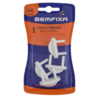 Tapa-tomada Novo Padrão Branco com 4 unidades Bemfixa