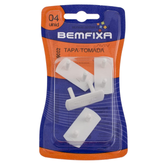 Tapa-tomada Padrão Antigo Branco com 4 unidades Bemfixa