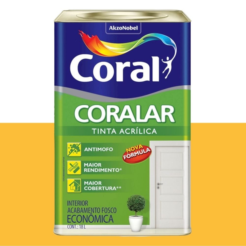 Tinta Coralar Acrílica Amarelo Frevo 18L Coral