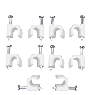 Fixador P/Cabo Coaxial 7mm 10Un Branco Bemfixa