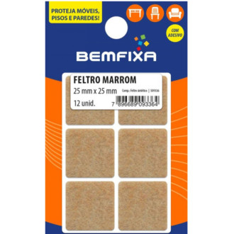 Protetor adesivo para móveis feltro quadrado 25x25 mm Bemfixa