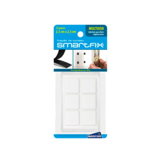 Adesivo quadrado 12 pares branco Bemfixa