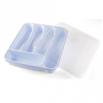 Porta Talheres com Tampa Branco Plasvale