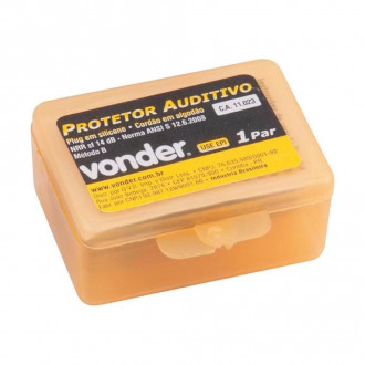 Protetor Auditivo Tipo Plug De Silicone Com Cordão Em Algodão Vonder